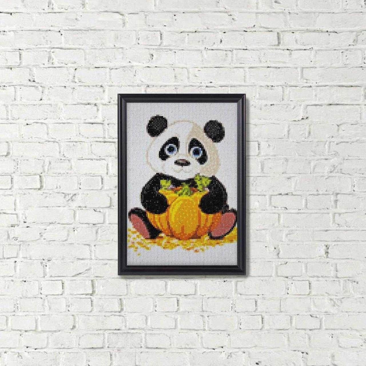 Wizardi Diamond Painting Kit Panda With Pumpkin